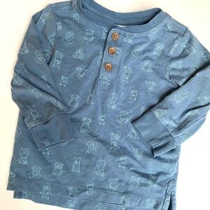 Tommy Bahama Kids Blue Long Sleeve Shirt with dog Pattern